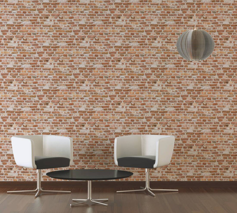 media image for Brick Structures Wallpaper in Red/Cream 234