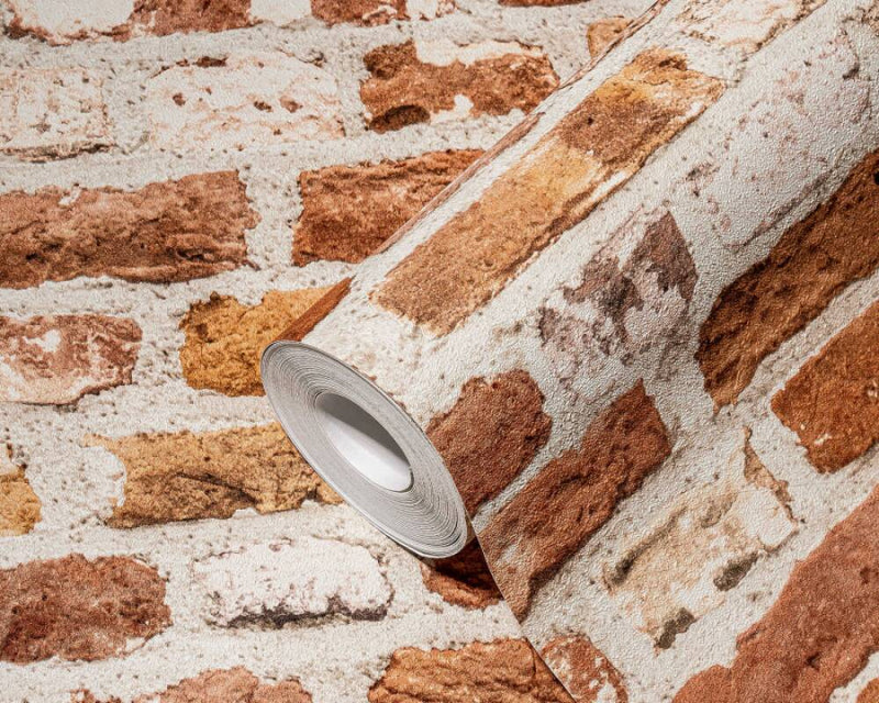 media image for Brick Structures Wallpaper in Red/Cream 221