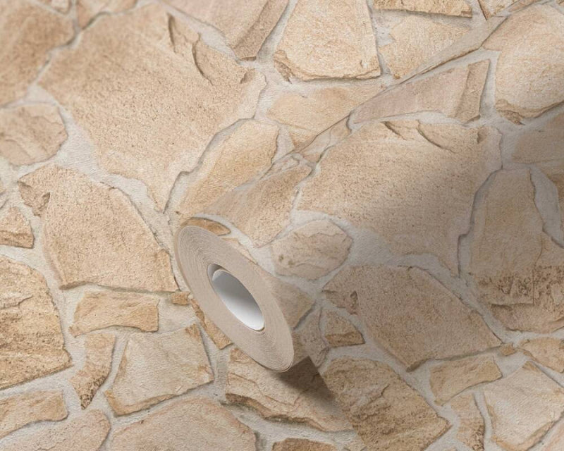 media image for Stone Deco Abstract Wallpaper in Beige/Cream 278