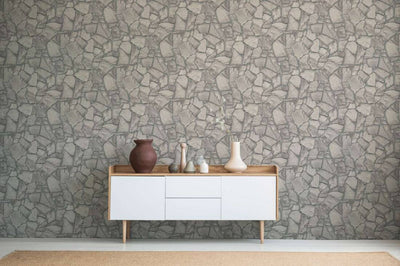 product image for Stone Deco Abstract Wallpaper in Grey 32