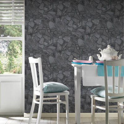 product image for Stone Deco Abstract Wallpaper in Black/Grey 31