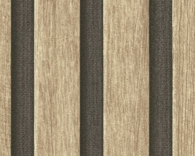 product image for Wood Stripes Wallpaper in Light Brown/Black 51