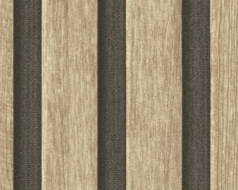 media image for Wood Stripes Wallpaper in Light Brown/Black 219