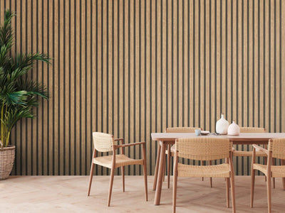 product image for Wood Stripes Wallpaper in Light Brown/Black 95