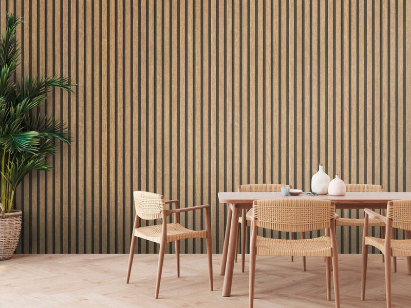 media image for Wood Stripes Wallpaper in Light Brown/Black 256