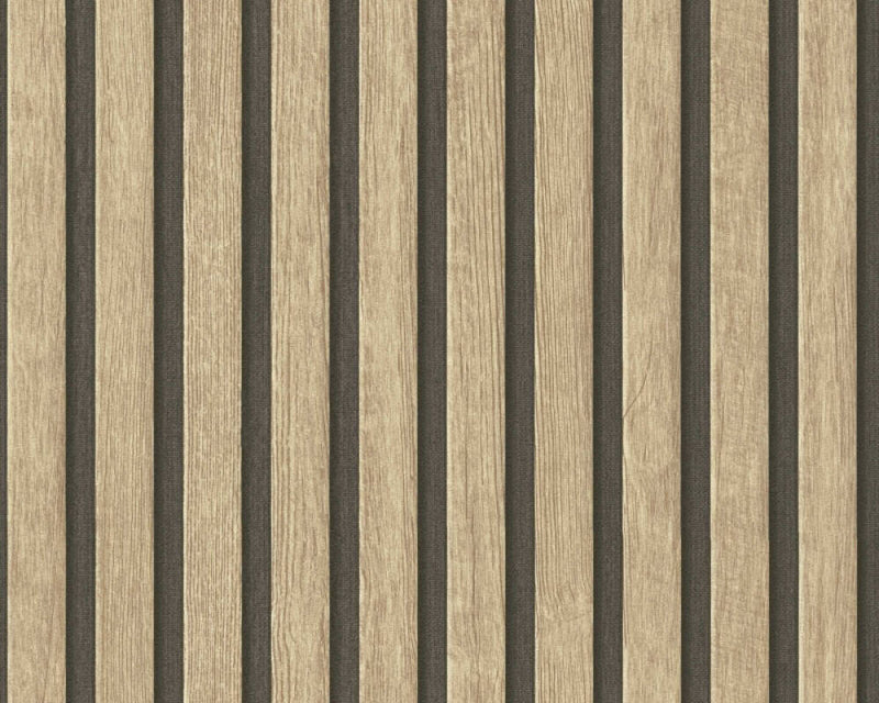 media image for Wood Stripes Wallpaper in Light Brown/Black 299