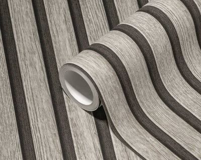 product image for Wood Stripes Wallpaper in Grey/Black 58