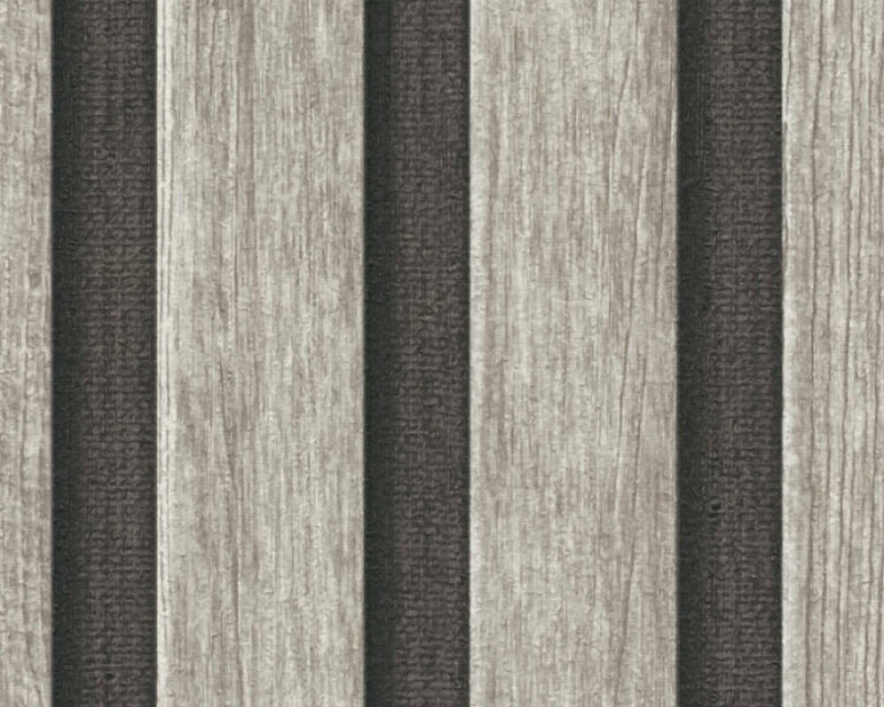 media image for Wood Stripes Wallpaper in Grey/Black 233