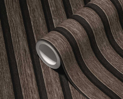 product image for Wood Stripes Wallpaper in Dark Brown/Black 95