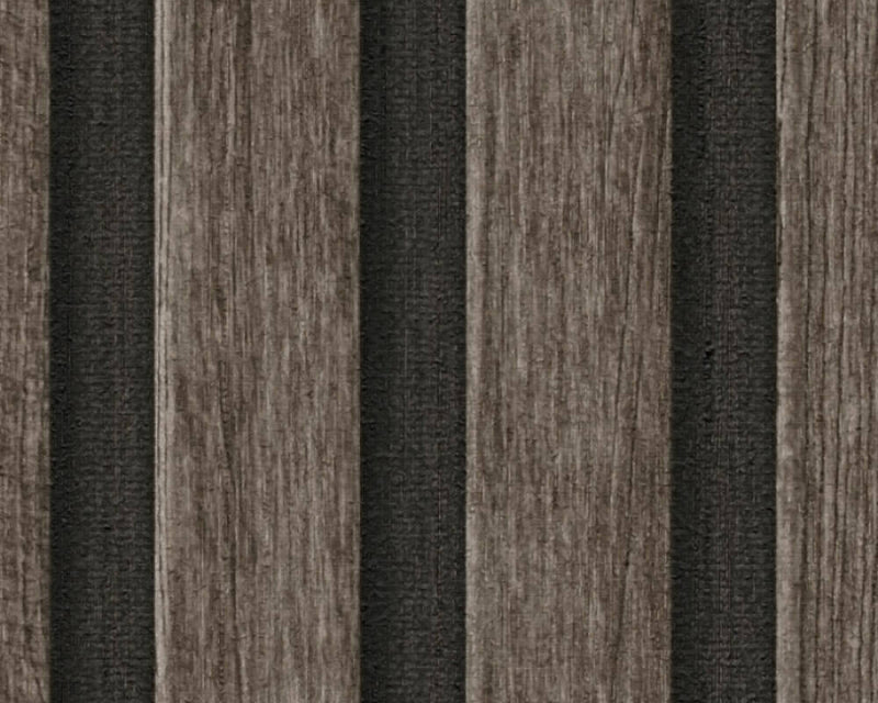 media image for Wood Stripes Wallpaper in Dark Brown/Black 29