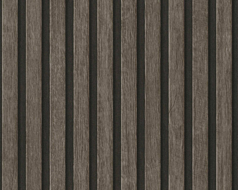 media image for Wood Stripes Wallpaper in Dark Brown/Black 242