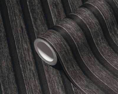 product image for Wood Stripes Wallpaper in Dark Grey/Black 57