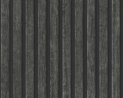 product image for Wood Stripes Wallpaper in Dark Grey/Black 58