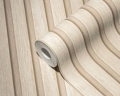 product image for Wood Stripes Wallpaper in Beige/Cream 3