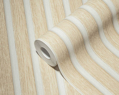 product image for Wood Stripes Wallpaper in Beige/Cream/White 80