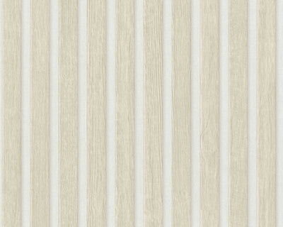 product image of Wood Stripes Wallpaper in Beige/Cream/White 556