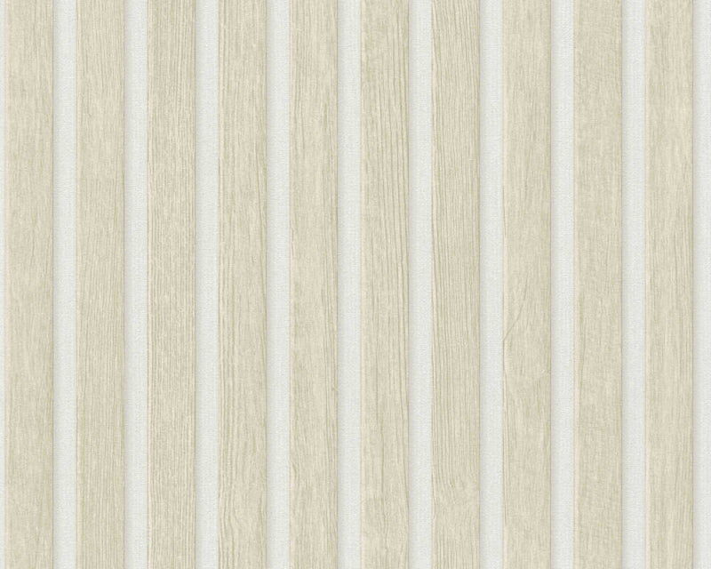 media image for Wood Stripes Wallpaper in Beige/Cream/White 218