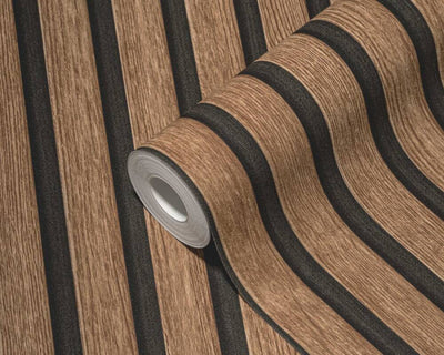 product image for Wood Stripes Wallpaper in Brown/Black 65