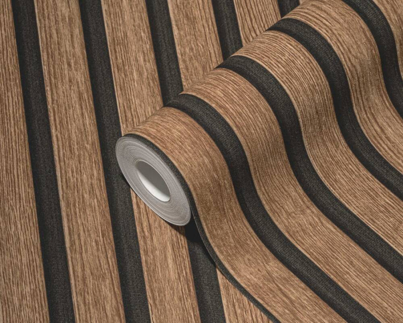 media image for Wood Stripes Wallpaper in Brown/Black 271