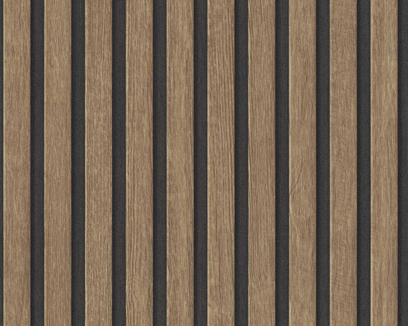 media image for Wood Stripes Wallpaper in Brown/Black 233