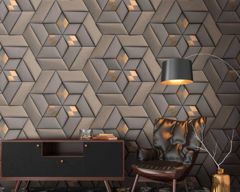 media image for Geo Graphic Wall Mural in Grey 210