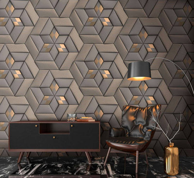 product image for Geo Graphic Wall Mural in Grey 6