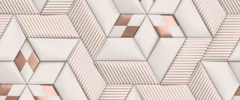 media image for Geo Graphic Wall Mural in Cream//Pink 261