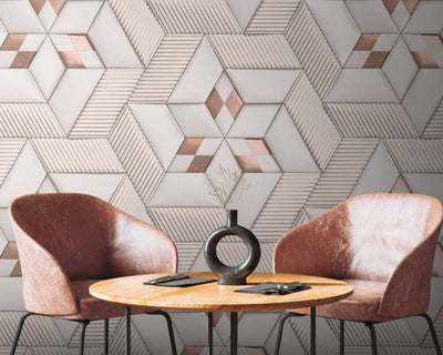 product image of Geo Graphic Wall Mural in Cream//Pink 522