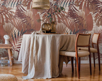 product image of Lea Botanical Wall Mural in Beige/Cream/Red 586