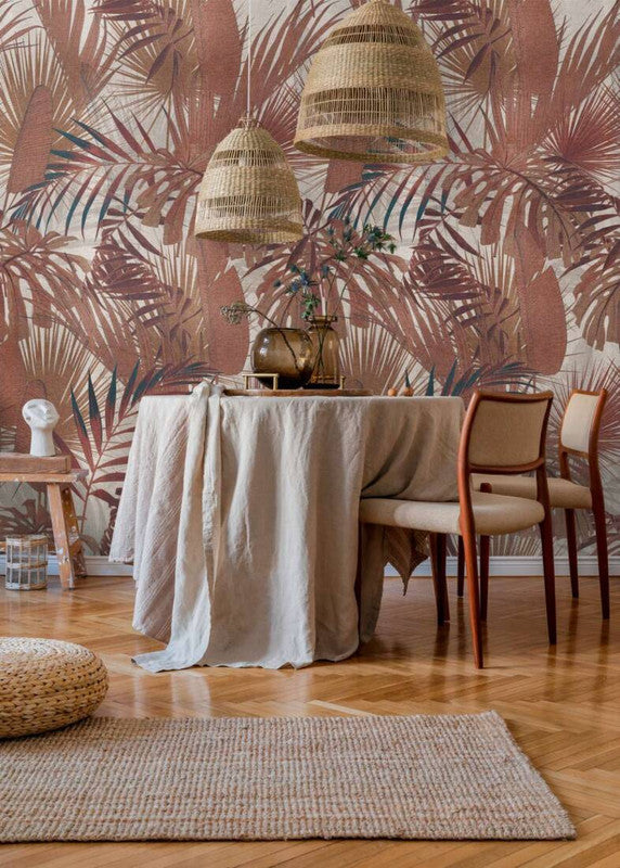 media image for Lea Botanical Wall Mural in Beige/Cream/Red 27