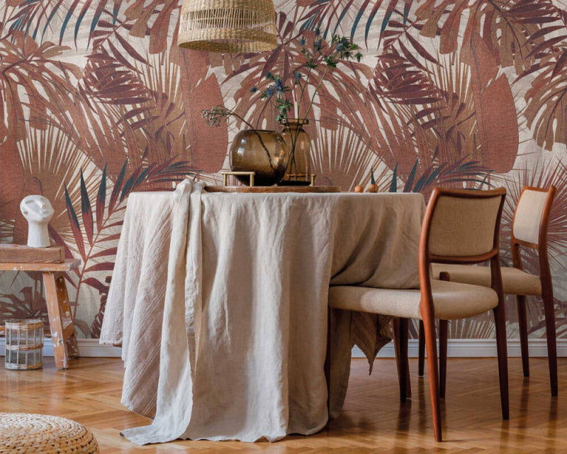 media image for Lea Botanical Wall Mural in Beige/Cream/Red 232