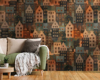 product image of Björn Metropolitan Wall Mural in Brown/Blue/Orange 523