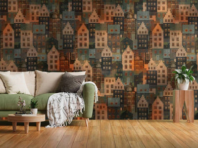 product image for Björn Metropolitan Wall Mural in Brown/Blue/Orange 29