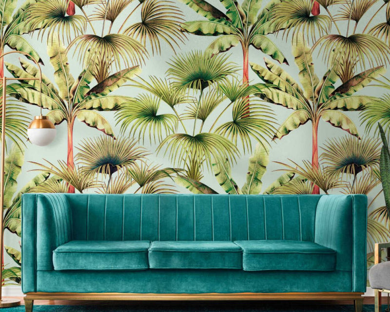 media image for Zoe Tropical Wall Mural in Blue/Green 230