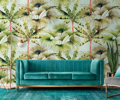 product image for Zoe Tropical Wall Mural in Blue/Green 89