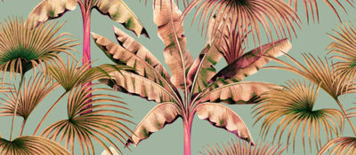 product image for Zoe Tropical Wall Mural in Brown/Green/Pink 42