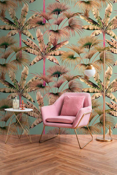 product image for Zoe Tropical Wall Mural in Brown/Green/Pink 82