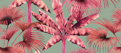 product image for Zoe Tropical Wall Mural in Blue/Pink 99