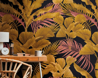 product image for Lea Jungle Wall Mural in Black/Gold 96