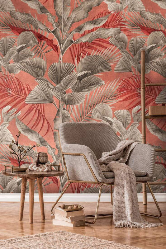 media image for Lea Jungle Wall Mural in Pink/Neutrals 283