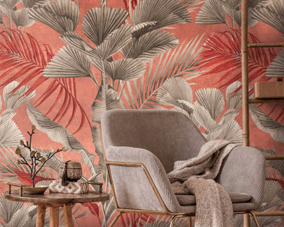 product image for Lea Jungle Wall Mural in Pink/Neutrals 76
