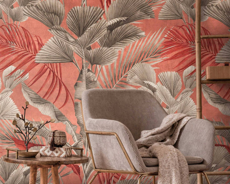 media image for Lea Jungle Wall Mural in Pink/Neutrals 255