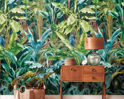 product image for Lea Jungle Wall Mural in Blue/Brown 84