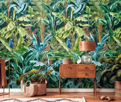 product image for Lea Jungle Wall Mural in Blue/Brown 51