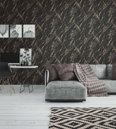 product image for Stone Streak Wallpaper in Black/Gold 79