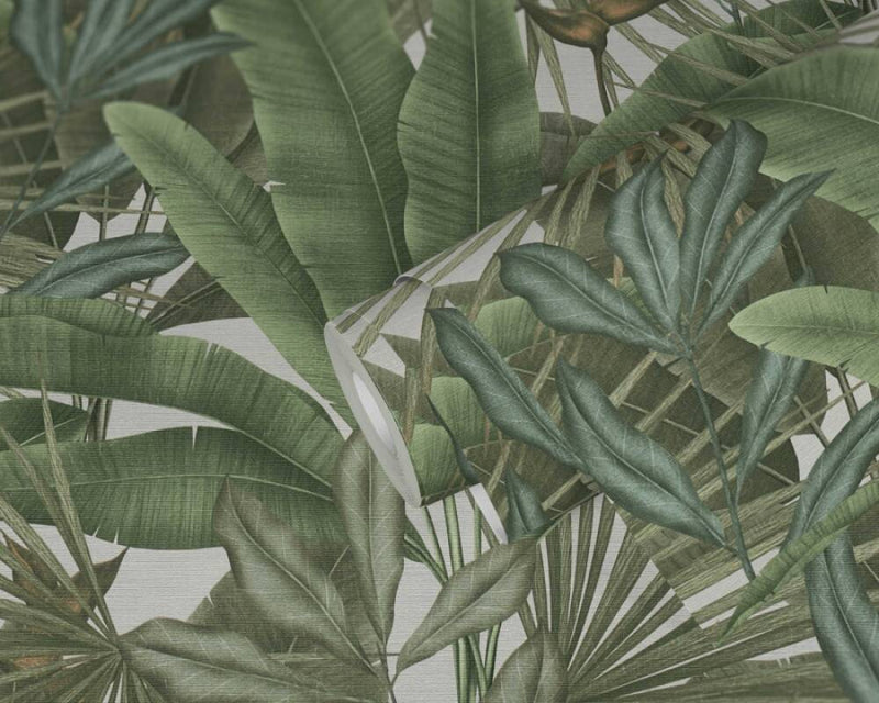 media image for Jungle Leaf Large Floral Wallpaper in Green/White/Beige 276