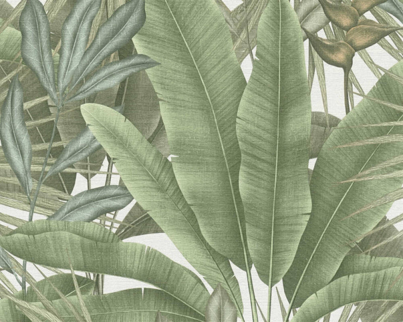 media image for Jungle Leaf Large Floral Wallpaper in Green/White/Beige 226