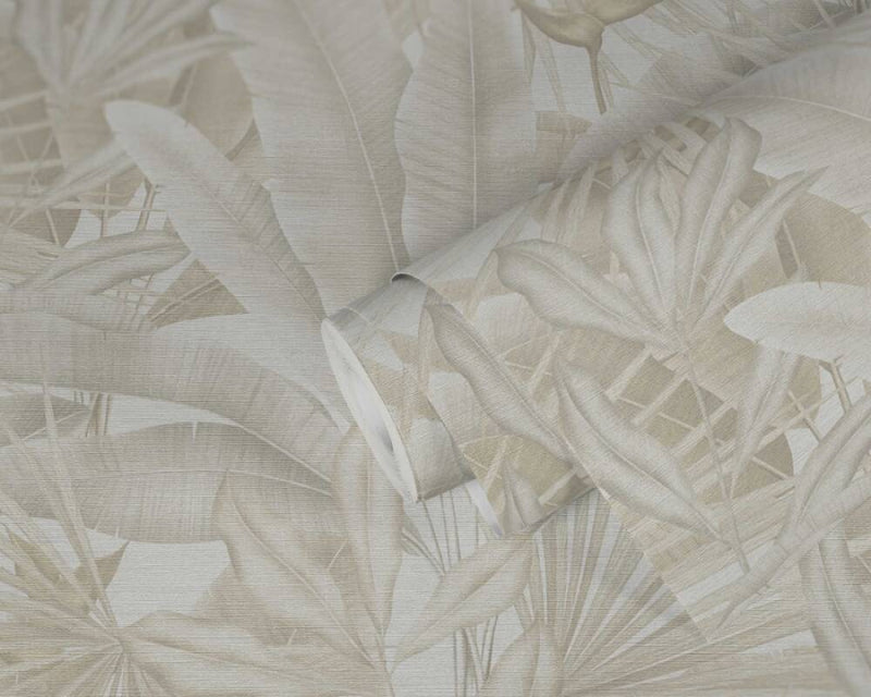 media image for Jungle Leaf Large Floral Wallpaper in Beige/Cream/Grey 295