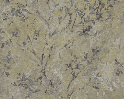 product image for Floral Watercolor Faux-Fabric Wallpaper in Brown/Grey/Gold 86