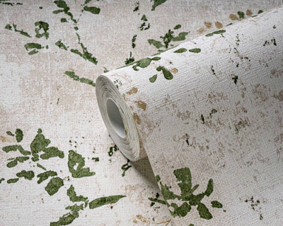 product image for Floral Watercolor Faux-Fabric Wallpaper in Beige/Green/Gold 5